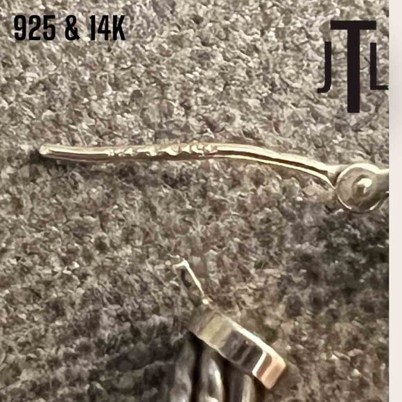 JTL Sterling Silver & 14K Gold Twisted Hoop Earrings – Amethyst Gemstone Accents - Picture 7 of 13